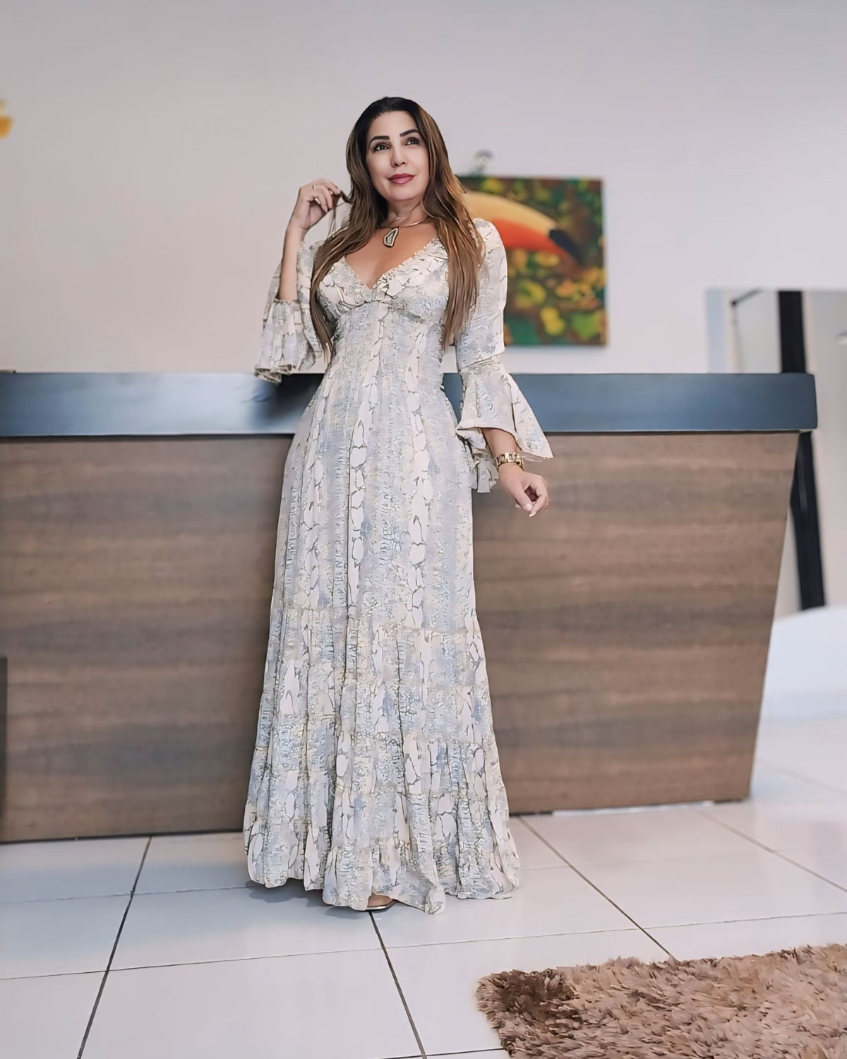 Vestido Seda manda longa Suelen